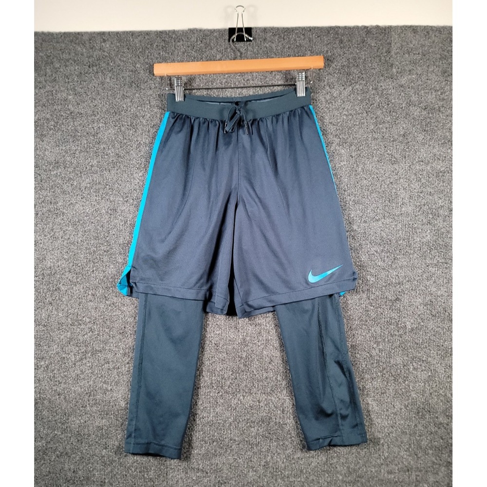 Nike Dri-FIT 2-in-1 Training Shorts Mens Small Blue Athletic Running Gym Tights
